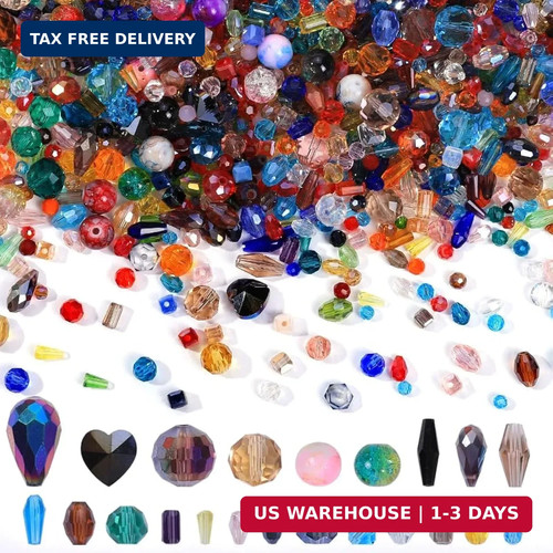 Assorted glass crystal beads - assorted,